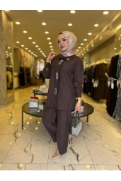 SOLİS-PANTOLONLU İKİLİ TAKIM KAHVE