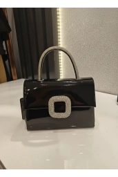 MERİHCE-RUGAN KARE TAŞLI ÇANTA SİYAH