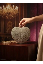 MERİHCE-KALPLİ ABİYE ÇANTA GÜMÜŞ