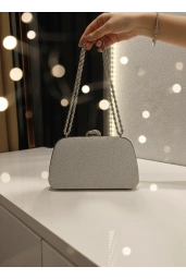 MERİHCE-ZİNCİRLİ ABİYE ÇANTA GÜMÜŞ