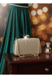 MERİHCE-ZİNCİRLİ ABİYE ÇANTA GOLD