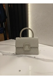 MERİHCE-KARE TAŞLI ÇANTA GÜMÜŞ