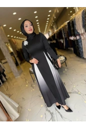 MATEKS-ETEĞİ BEJ IŞILTILI ELBİSE SİYAH