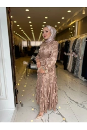 MATEKS-FIRFIRLI ELBİSE MOCHA