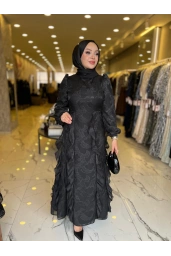 MATEKS-FIRFIRLI ELBİSE SİYAH
