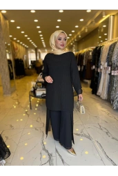 PERİ-ŞİFON TAŞLI PATOLONLU TAKIM SİYAH