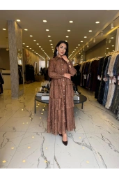 MATEKS-YAKMA ELBİSE KAHVE