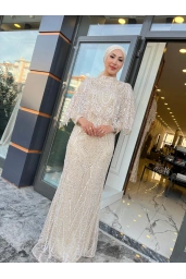 GAMZE ÖZKUL DİVA ABİYE BEJ