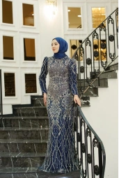 GAMZE ÖZKUL SENA ABİYE LACİVERT