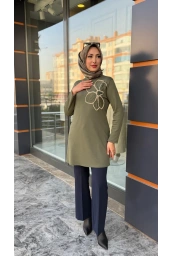 HAYA-ÇİÇEK NAKIŞLI TUNİK YEŞİL