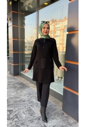 HAYA-KANGURU CEPLİ TUNİK SİYAH