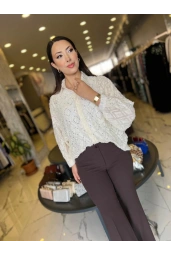 İTHAL-ÖNÜ TAŞ DETAYLI İTHAL GÖMLEK KREM