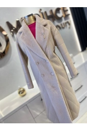 MATEKS-ANGORA DETAYLI DERİ KABAN BEJ