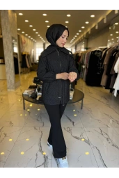 MATEKS-BELDEN KEMERLİ TRENÇ SİYAH