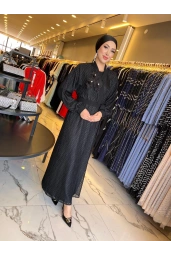 MATEKS-ÇİÇEĞİ GÜPÜRLÜ ABAYA SİYAH