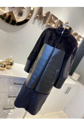 MATEKS-DERİ DETAYLI ANGORA KABAN SİYAH