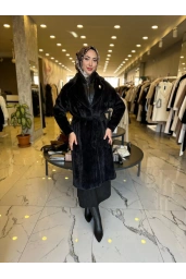 MATEKS-DERİ DETAYLI ANGORA KABAN SİYAH