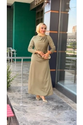 MATEKS-DRAPELİ ELBİSE YAĞ YEŞİLİ