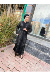 MATEKS-ETEĞİ İPLİ ABAYA SİYAH