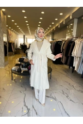 MATEKS-KAPİŞONLU İNCE KAŞE KABAN EKRU