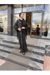 MATEKS-KOLLARI TAŞLI ABAYA SİYAH