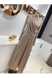 MATEKS-KREP SATEN BALIK ELBİSE VİZON