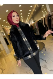 MATEKS-KÜRKLÜ KISA KABAN SİYAH