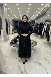 MATEKS-YAKMA ELBİSE SİYAH