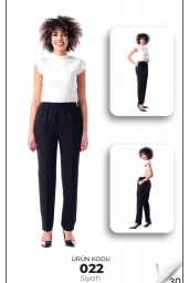 MODİVA-BELİ LASTİKLİ KALAEM PANTOLON SİYAH