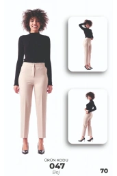 MODİVA-BELİ LASTİKLİ KALEM PANTOLON BEJ