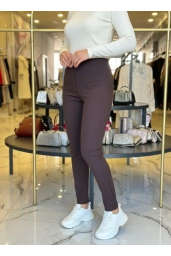 MODİVA-BELİ LASTİKLİ KALEM PANTOLON KAHVE