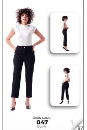 MODİVA-BELİ LASTİKLİ KALEM PANTOLON SİYAH