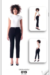 MODİVA-BELİ LASTİKLİ KALEM PANTOLON SİYAH