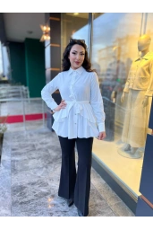 MY312-ARKASI DANTELLİ TUNİK EKRU