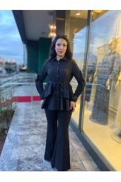 MY312-ARKASI DANTELLİ TUNİK SİYAH