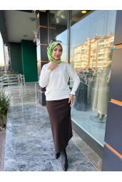 MY312-BİSİKLET YAKA TRİKO BLUZ EKRU