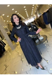 MY312-CEPLERİ TAŞLI DANTEL ELBİSE SİYAH