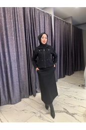 MY312-CEPLİ ETEKLİ TAKIM SİYAH