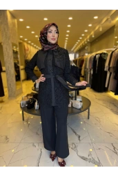 MY312-DANTELLİ AKSESUARLI TUNİK SİYAH