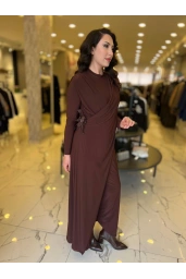 MY312-KEMER DETAYLI TUNİK KAHVE