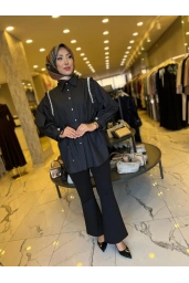 MY312-OMZU TAŞLI TUNİK SİYAH