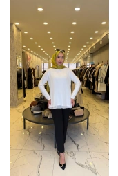 MY312-ŞİFONLU KOLLU BLUZ EKRU