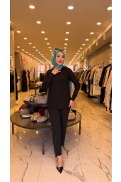 MY312-ŞİFONLU KOLLU BLUZ SİYAH