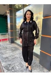 MY312-YAKASI VE KOLLARI TAŞLI TAKIM SİYAH