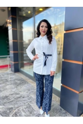 MY312-YANDAN BAĞLAMALI GÖMLEK EKRU