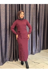 NİLİWİ-FIRFIRLI ETEKLİ TAKIM BORDO