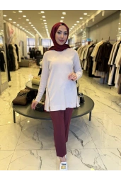 NİLİWİ-YANLARI FERMUARLI TUNİK BEJ