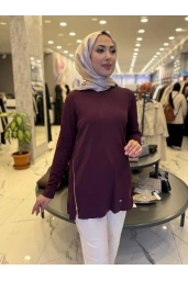 NİLİWİ-YANLARI FERMUARLI TUNİK BORDO