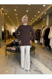 NİLİWİ-YANLARI FERMUARLI TUNİK KAHVE