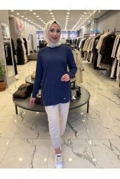 NİLİWİ-YANLARI FERMUARLI TUNİK LACİVERT